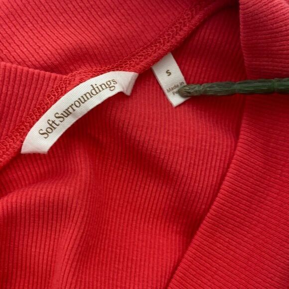 Soft Surroundings Double V Timely Tee Tunic Top Pima Cotton Ribbed Pullover Smal - Picture 10 of 11